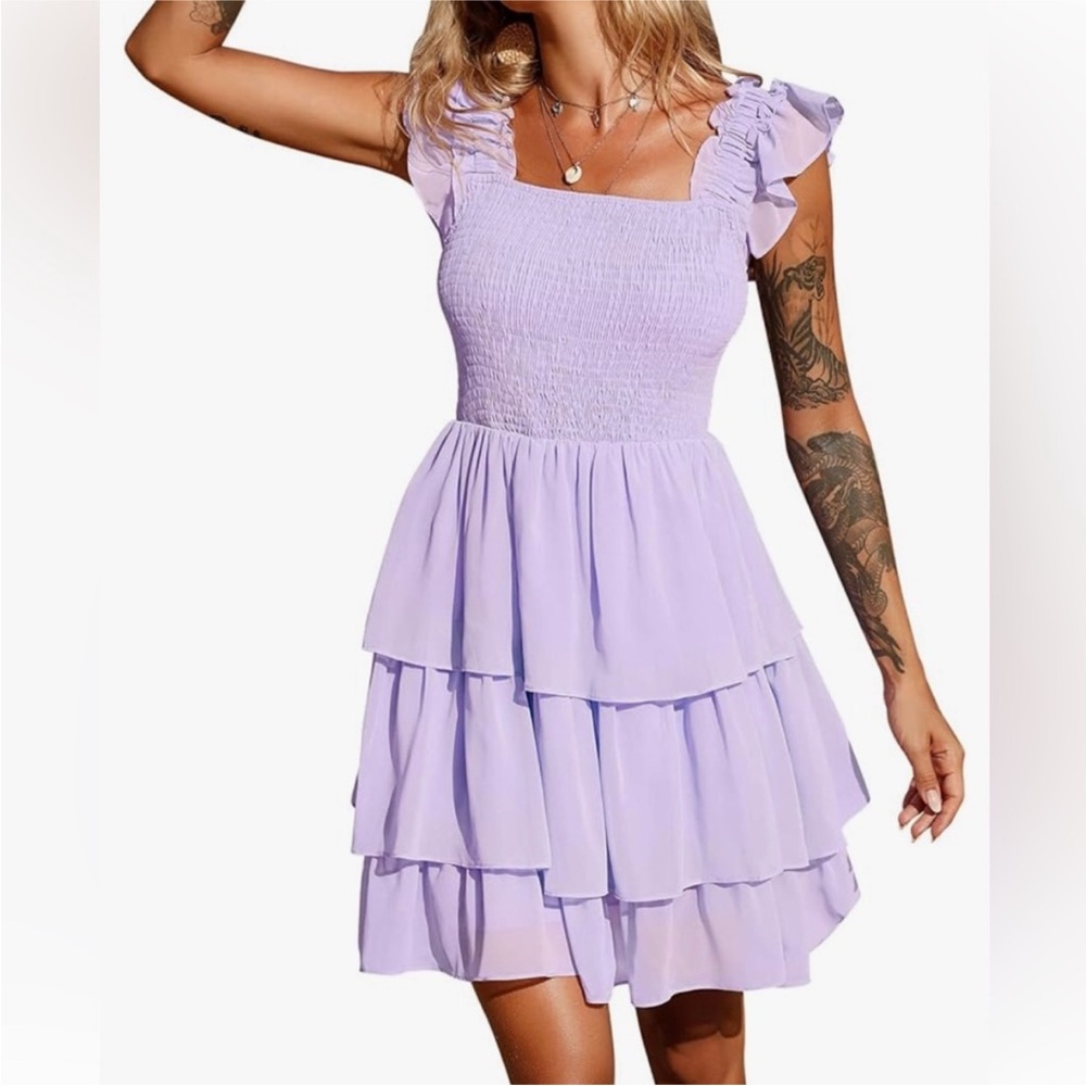 Purple Smocked Tiered Sundress